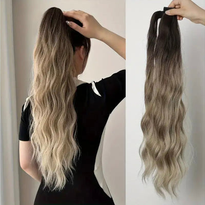 Claw Ponytail Extension 60.96 Cm Water Wave Big Wavy Curly Clip In Hair Extensions
