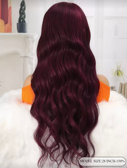 Burgundy Lace Front Wig - Human blend